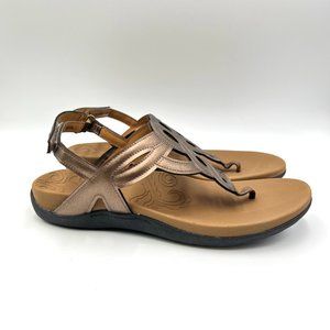 Rockport Womens‎ Ramona Metallic Bronze Curvy T-Strap Summer Sandals Shoes 10M